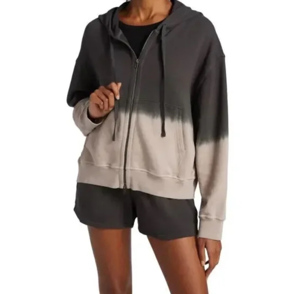 ATM Women's French Terry Dip-Dye Hoodie Gray Pink Size M